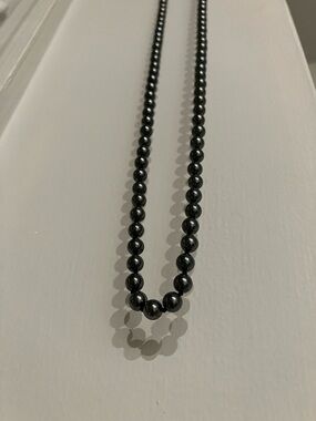 Sleek Black Hematite Bead Necklace